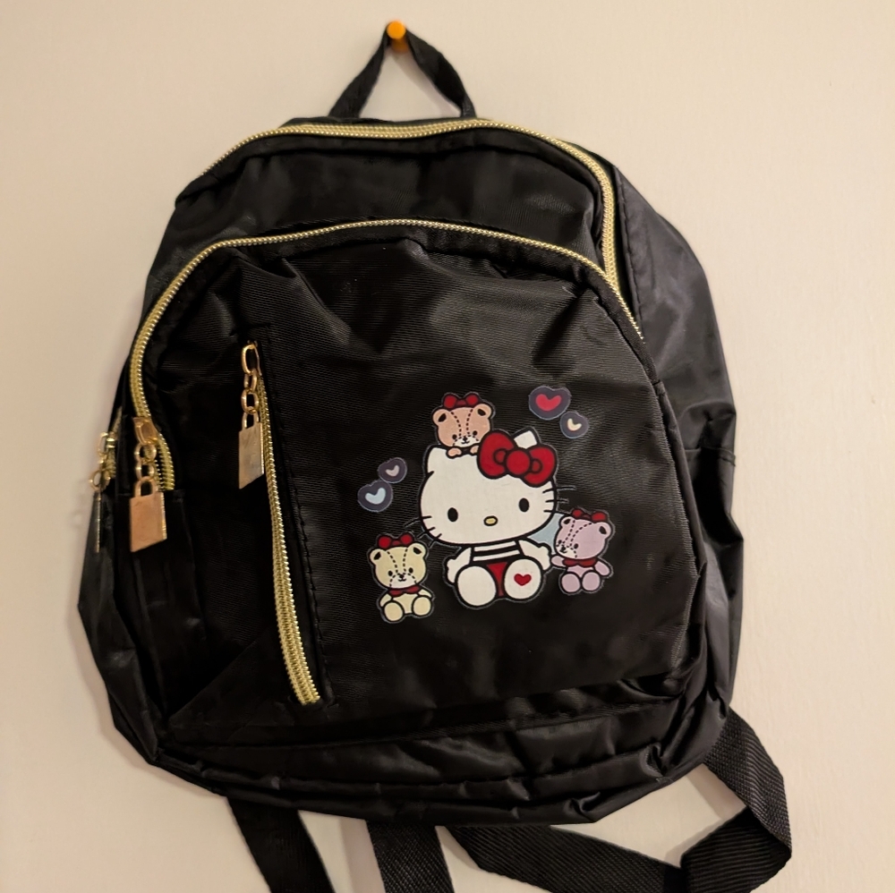 Hello Kitty Nylon Black Backpack